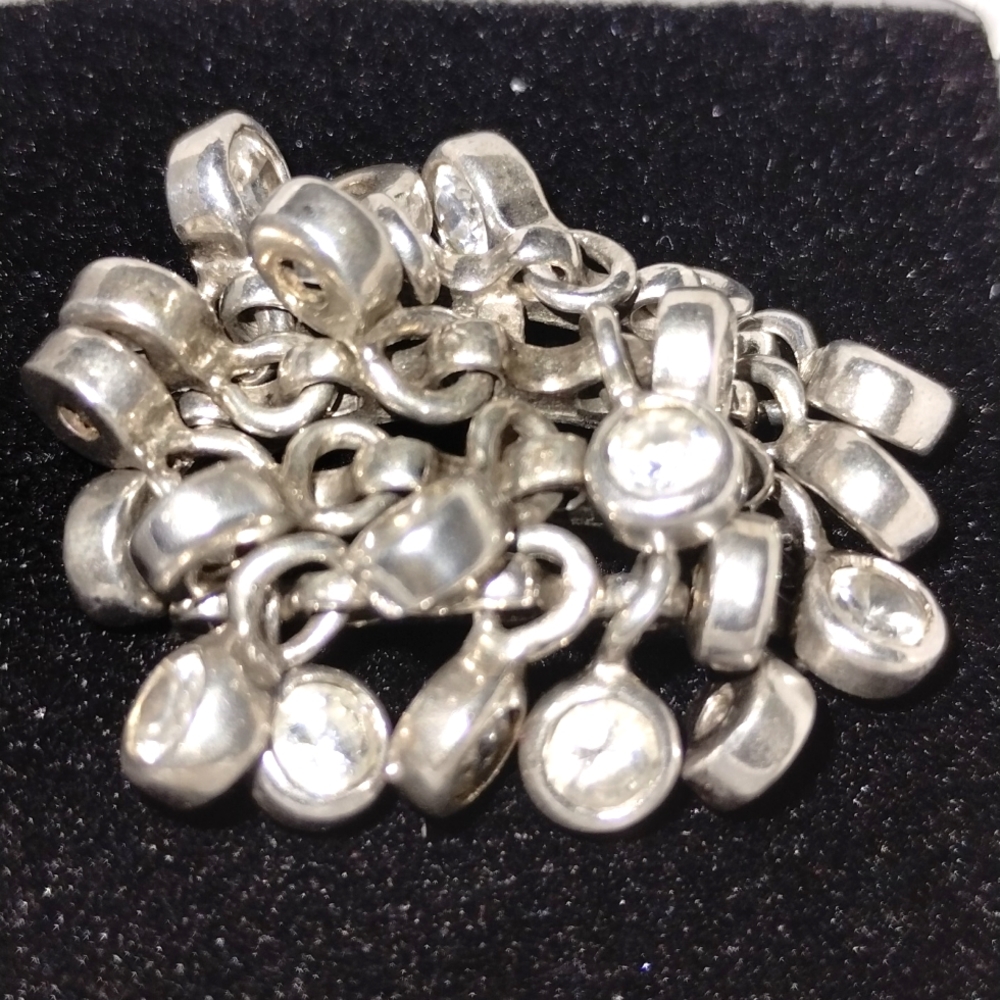 Vintage Sterling Silver Ring Crystal Details Size 8